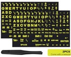 2pcs English Keyboard Stickers Large Letters Full English-balck green-full Set