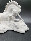 Vtg  White Ceramic Unicorn Figurine     Elegant Mythical Horse Statue No Damage 