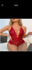 Women   s Red Floral Teddy Lingerie