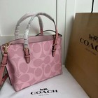 Coach Cal50 Mollie Tote Bag 25 Signature Canvas Pink Handbag Crossbody Outlet 