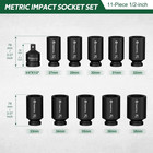 11-piece Axle Nut Socket Set  Metric 1 2 Impact Socket 27mm-38mm  Cr-mo 3 4 -1 2