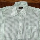 Manhattan Silkhana Vintage Shirt White W  Green Polka Dots 1980   s Mens 16
