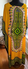 African Dashiki Kaftan Dress Osfm Yellow Tribal Print Boho Ethnic Unisex Rayon