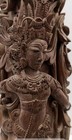 Balinese Wood Carving Sculpture Base For Lamp And Singed By Artist 