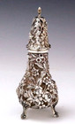 Large Stieff Repousse Pepper Shaker Floral Sterling 5 3 4 