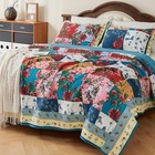  100  Cotton Patchwork Quilt Queen Size Set Lightweight Queen 92 x96   Red