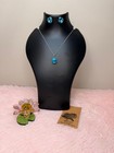 Laguna Delite Aqua Blue Crystal Solitaire Pendant Necklace Earring Set Silver