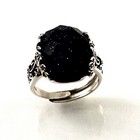 Blue Sandstone Solitaire Ring Hand-crafted Of Sterling Silver  925 Tpj