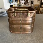 Vtg Copper And Brass Pot Planter With Handles 7 X 9 5 X 6    Made In Turkiye  
