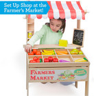 Wooden Farmers Market Stand Toy- 30  Food Pcs Include Fruit Veggies Chalkboard  