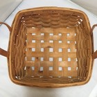 Woven Wood Splint Square Basket Medium Brown Farmhouse Decor Cottagecore Handles
