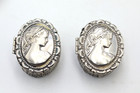 Pair Of Oval Antique Trinket Boxes 835 Silver Vintage 40s Made In Italy