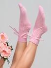 Geyoga 4 Pairs Women Ruffle Socks With Bow Soft Breathable Polyester Novel