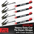 4 Pack Car Tie Down Straps For Trailers 2  X 96  9900lbs Break Strength  new 