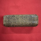Gold   Black Tone Mesh Lipstick Holder Case With Mirror Metal Snap Closure