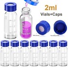 100 Pcs 2ml 9-425 Hplc Autosampler Vials 9mm Screw Caps White Silicone Blue Ptfe