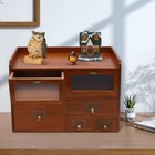 Desktop Storage Cabinet With 6 Drawers  Wooden Box Organizer For Office Supplies