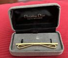 Vintage Christian Dior Golden Collar Bar Mens Tie Clip Paris