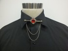 935 Argentium Silver Bezel Set Red Ruby Fabulous Shirt Collar Clip For Men s