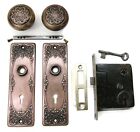 Antique Door Set Victorian   Eastlake Backplate Knob Mortise Lock Key Reclaimed