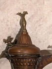 Antique Ornate Middle East Arabic Or Turk Bronze 8    Teapot With Bird Detail