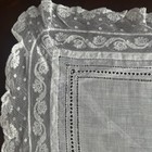 Beautiful Vtg Antique White Wedding Hankie Linen Lace Drawn Work  12x12 