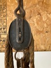 Antique Block   Tackle Triple- Double Pulley Set W  Rope  6 x4  Vintage Decor