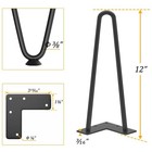 4 Pcs 12 Inch Hairpin Table Legs With Rubber Floor Protectors For Coffee Table