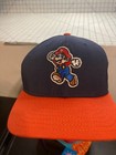 Vintage  Super Mario Baseball Cap Hat Orange Blue Snapback Nos Nintendo