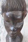 African Heavy Carved Ebony Wood Women Tribal Bust Head Statue Sculpture Vintage 