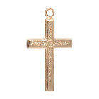 Gold Plated Sterling Silver Vine Pattern Cross Medal Pendant Necklace  18  Chain