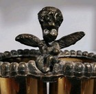 Vintage Gold Tone Metal  4 Slot  Lipstick Holder With Cherub   Rhinestone 1950 s