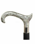 Vintage Designer Silver Brass Handle Antique Solid Wood Walking Stick Cane Gift