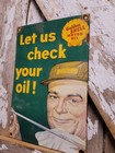 Vintage Golden Shell Porcelain Sign Golf Motor Oil Old Gas Station Service Man