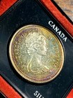 1972 Canada Silver Dollar Gorgeous Toning In Original Case Chn