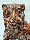 Antique Rockingham Lion Large Heavy Recumbent 19th Century 11  19th C