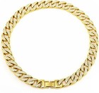 Miami Mens Cuban Link Chain Silver Gold Plated Bling Cuban Necklace Diamond Chai
