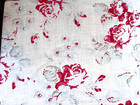 Vintage French Floral Fabric Pink Red Roses Beautiful    
