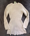 H M Ribbed Long Sleeve Knit Mini Dress Cream Size M Sweater Dress A3-029