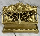 Vintage Silvestri Brass Sunflower Stamp Holder Brass Trinket Box Hinged Lid