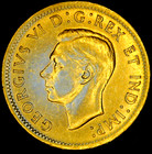 1947 Canada Cent Au Red-brown Blunt 7 With Maple Leaf King George Vi Penny
