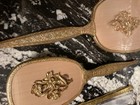 Vintage 1940s Hollywood Vanity Set  Gold-plated Mirror  Brush  Comb Set