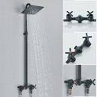 Black Outdoor Shower Fixture System 6 In Rain Head Exposed Shower Faucet W valve