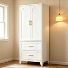 Metal Wardrobe Armoire Organizer With Drawer Hanging Rod Storage Heavy White