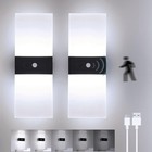 2pks Modern Led Wall Light Motion Sensor Usb Indoor Fixture Up Down Lamp Sconce