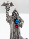 Vintage Currier Pewter Wizard W blue Star   Dragon On Amethyst Crystal Geode