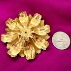Gold Tone Flower Brooch Large Dimensional Satin Petals 1960s Vintage Dome Pin