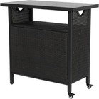 Outdoor Wicker Bar Cart mobile Bbq Storage Cart weather-resistant Serving Cart