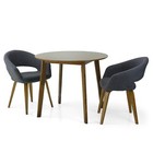 3 Piece Dining Set  2 Modern Style Solid Wood Lagos Armchairs W Round Table