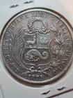 1871 Y j Peru 1 Sol   scarce Dot Above 1 -    90  Silver 